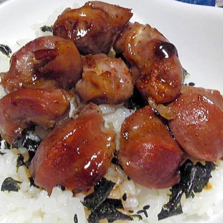 夏バテ防止に砂肝の焼き鳥丼